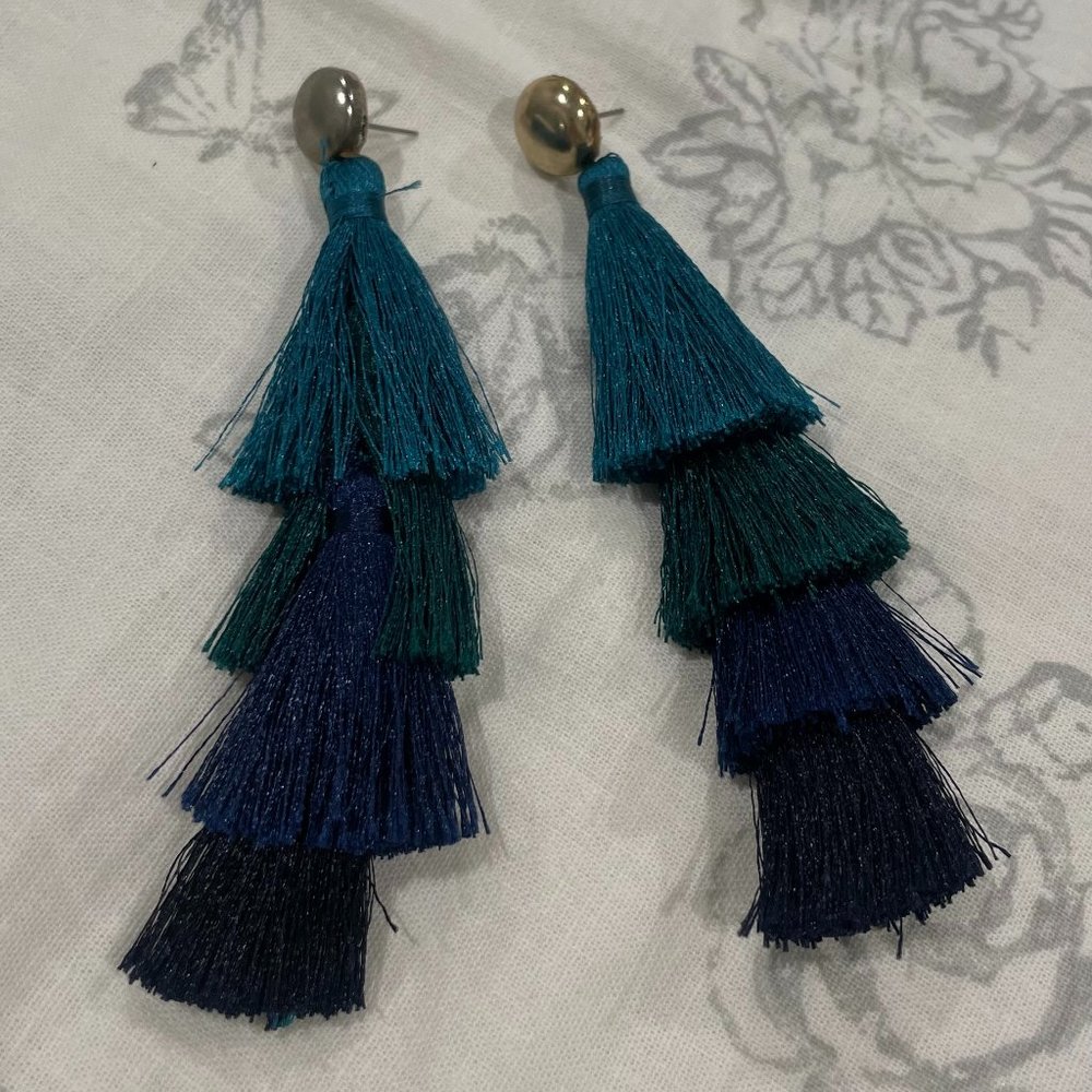 Blue Tassel Earrings